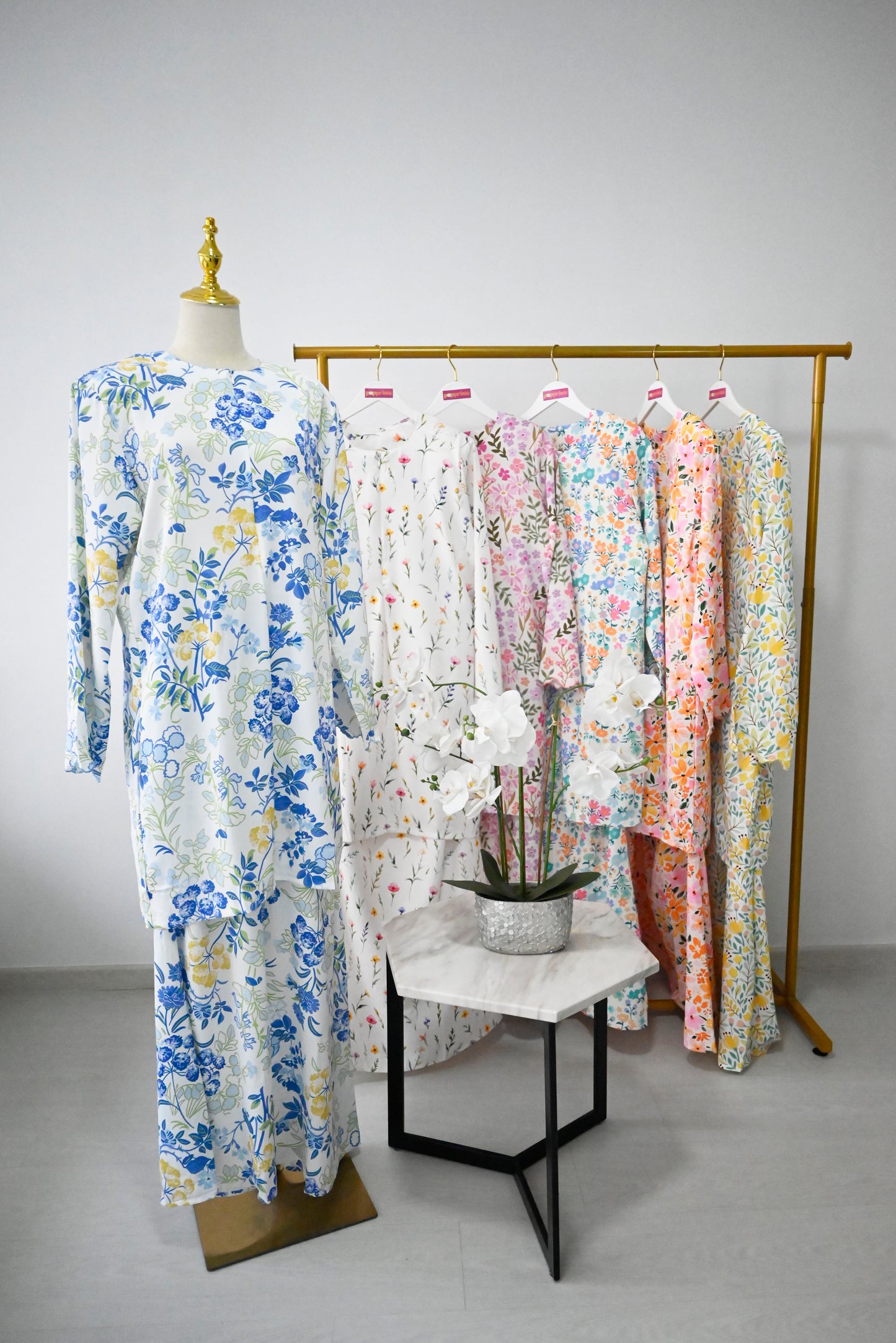 Blue Flora Kurung