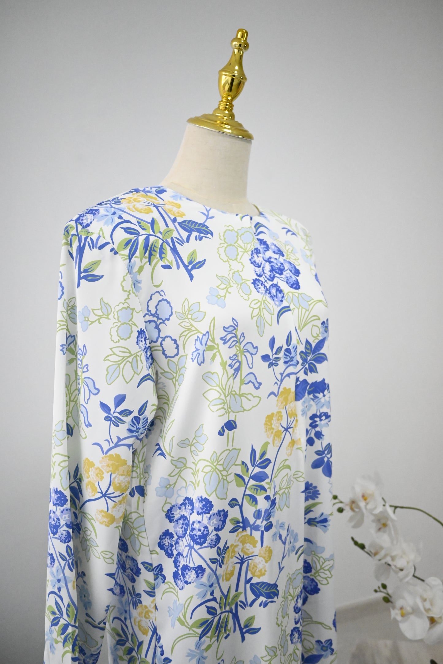Blue Flora Kurung