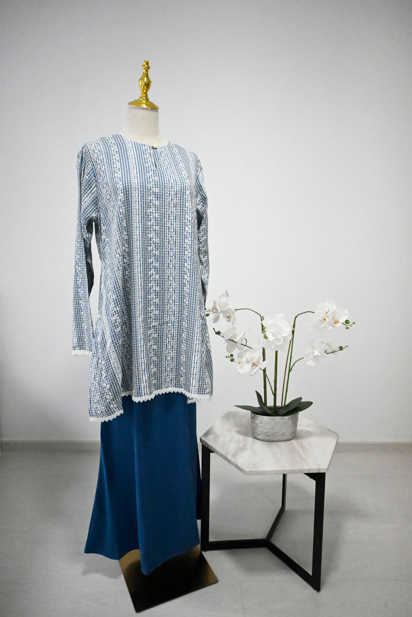 Blue Cotton Kurung