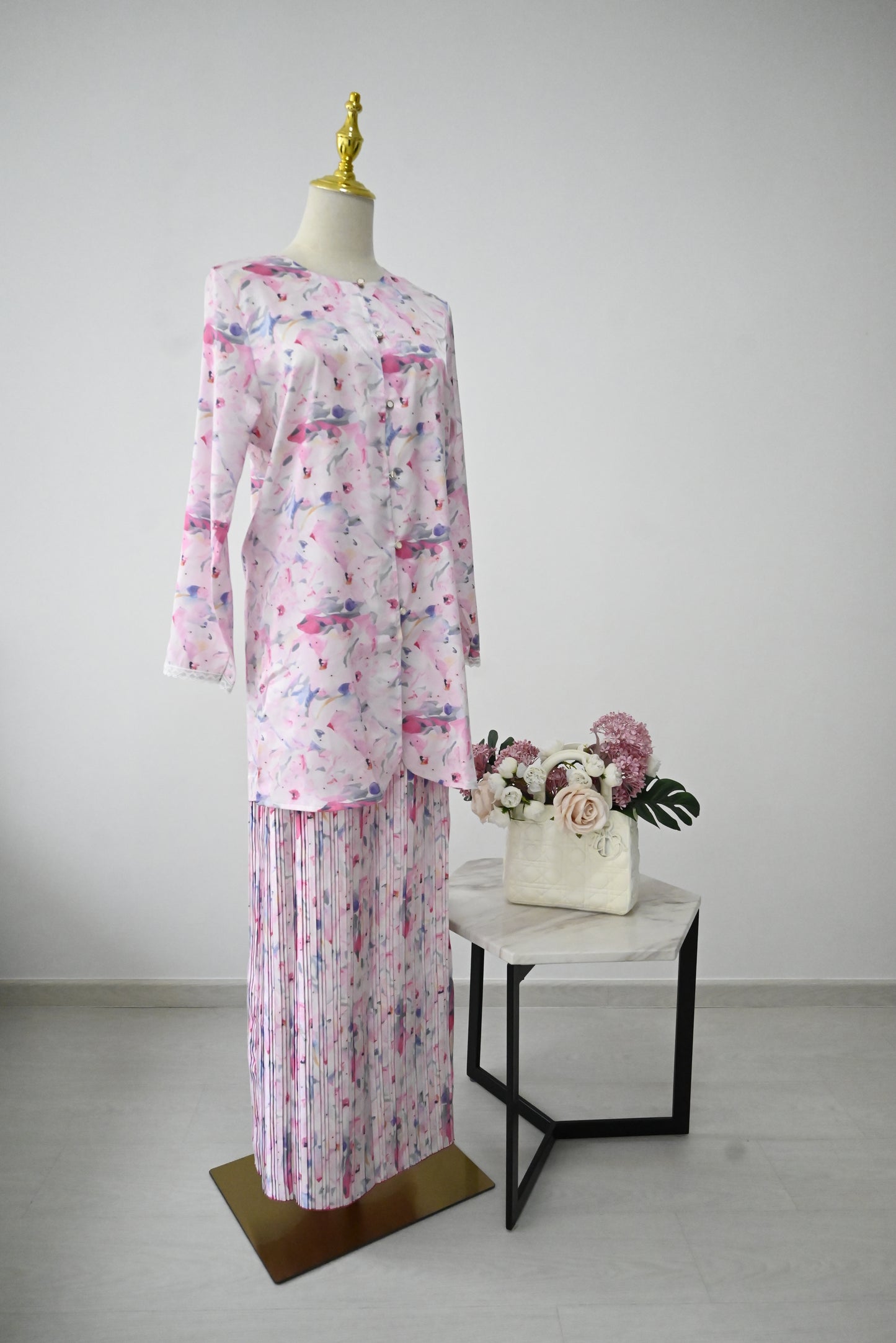Pink Pleated Kurung