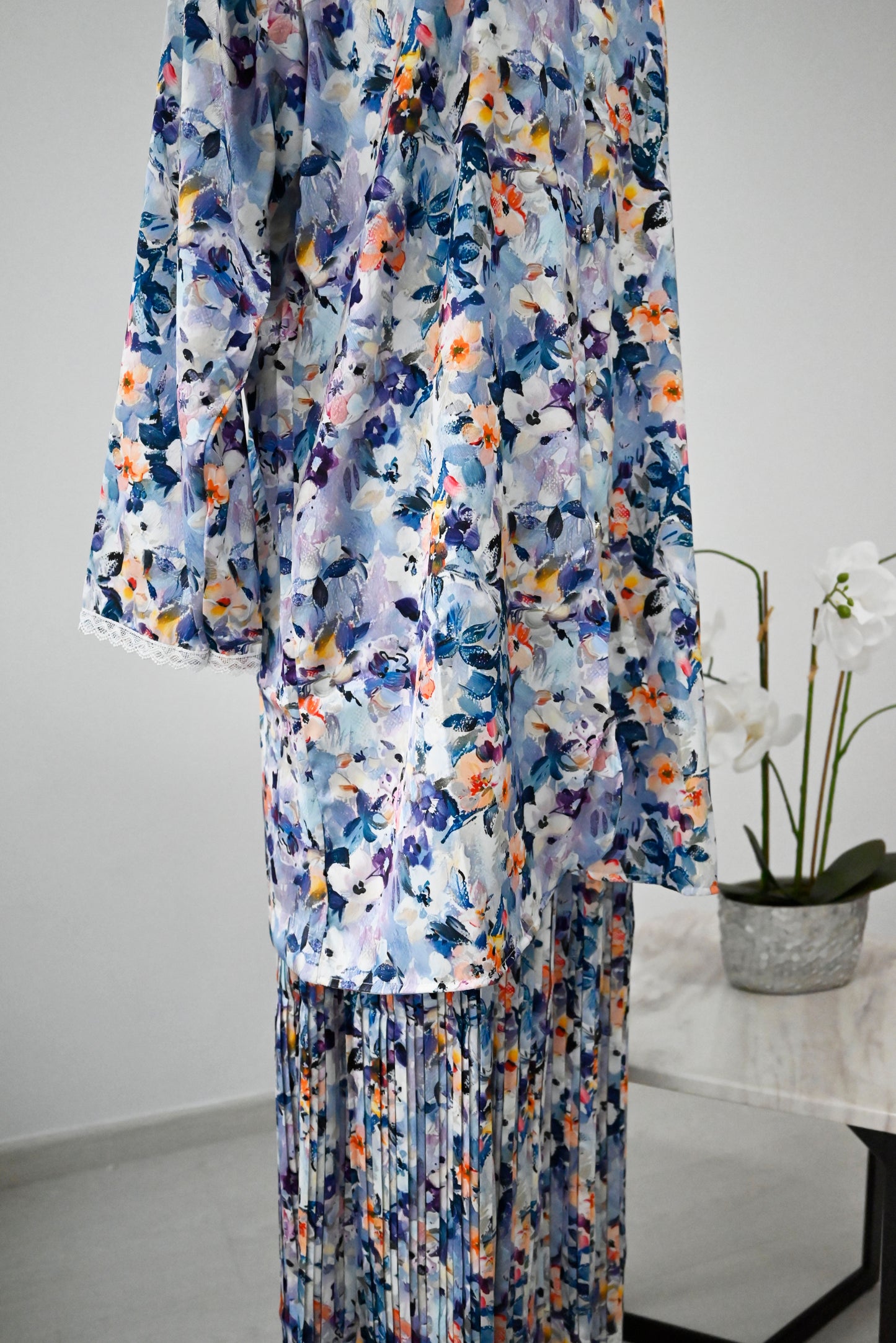 Blue Pleated Kurung