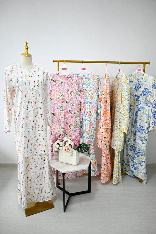 White Flora Kurung