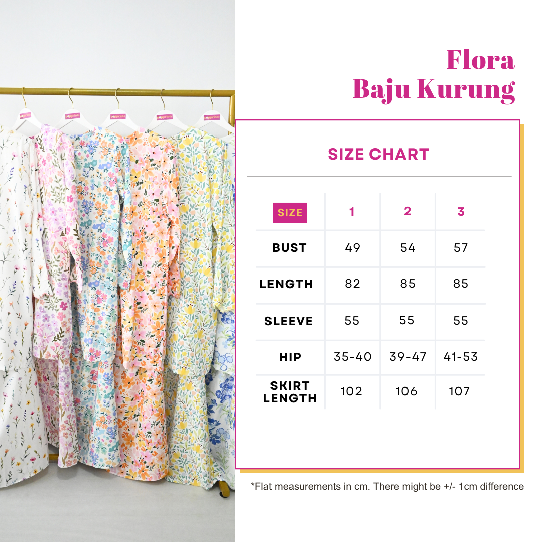 Blue Flora Kurung